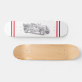 Vintager Feuerwehrleute zeichnend Bleistiftstiftfe Skateboard (Horizontal)