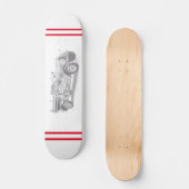 Vintager Feuerwehrleute zeichnend Bleistiftstiftfe Skateboard (Vorderseite)