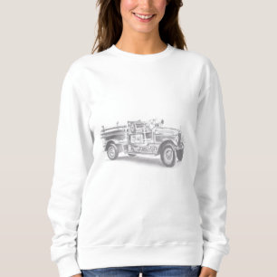 Vintager Feuerwehrleute zeichnend Bleistiftstiftfe Sweatshirt