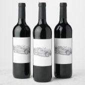 Vintager Feuerwehrleute zeichnend Bleistiftstiftfe Weinetikett (Flaschen)