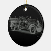 Vintager Feuerwehrwagen Keramikornament (Links)