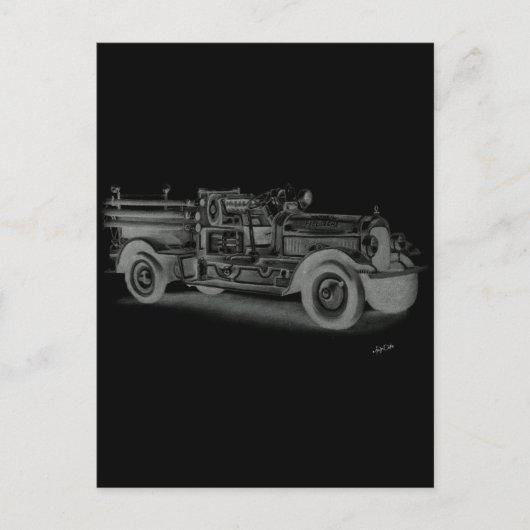 Vintager Feuerwehrwagen Postkarte (Vorderseite)