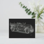 Vintager Feuerwehrwagen Postkarte (Stehend Vorderseite)