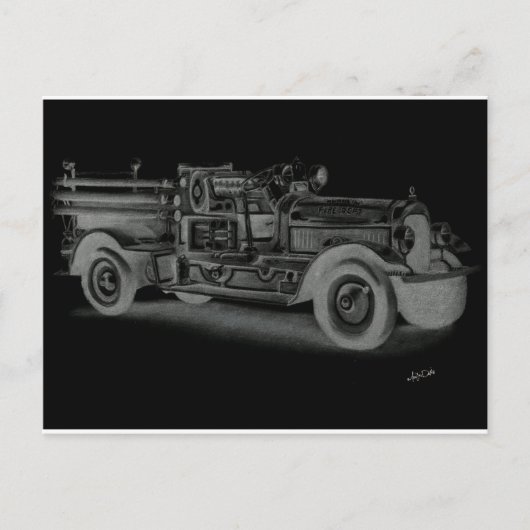 Vintager Feuerwehrwagen Postkarte (Vorderseite)