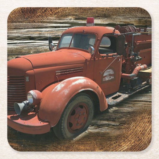 Vintager Feuerzug Rechteckiger Pappuntersetzer (Vorderseite)