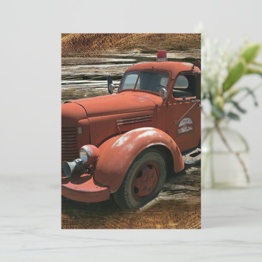 Vintager Feuerzug Save The Date (Stehend Vorderseite)