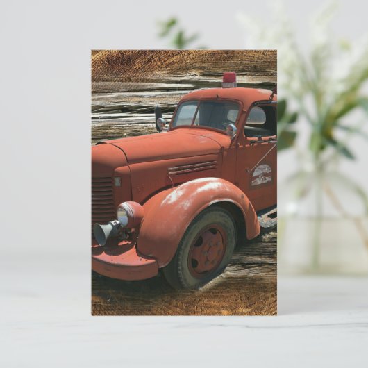 Vintager Feuerzug Save The Date (Stehend Vorderseite)