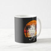 Vintager Fiji Palm Tree Summer Beach Kaffeetasse (VorderseiteRechts)