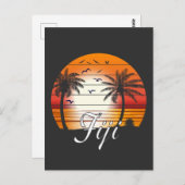 Vintager Fiji Palm Tree Summer Beach Postkarte (Vorne/Hinten)