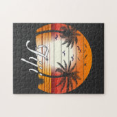 Vintager Fiji Palm Tree Summer Beach Puzzle (Horizontal)
