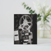 Vintager Filmprojektor Schwarz-Weiß Postkarte (Stehend Vorderseite)