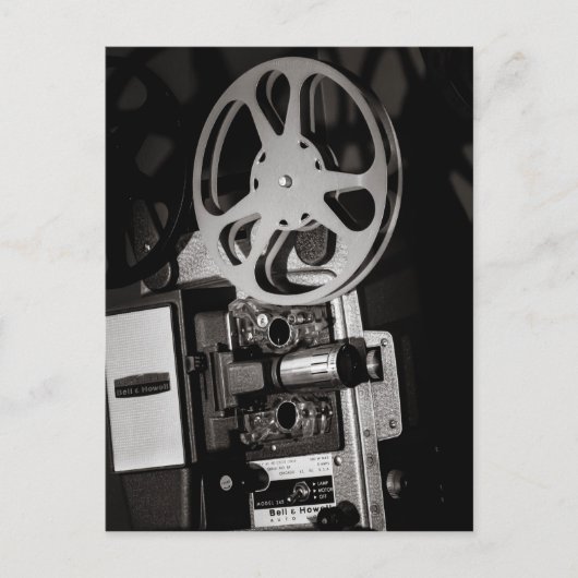 Vintager Filmprojektor Schwarz-Weiß Postkarte (Vorderseite)