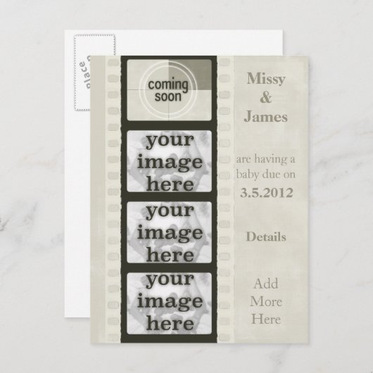 Vintager Filmstreifen kommt bald Foto Postkarten (Vorne/Hinten)