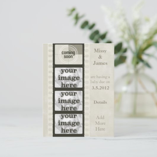 Vintager Filmstreifen kommt bald Foto Postkarten (Stehend Vorderseite)