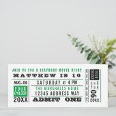 Vintager Filmticket Geburtstag Benutzerdefinierte Einladung (Stehend Vorderseite)