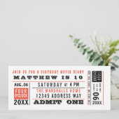 Vintager Filmticket Geburtstag Benutzerdefinierte  Einladung (Stehend Vorderseite)