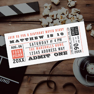 Vintager Filmticket Geburtstag Benutzerdefinierte  Einladung