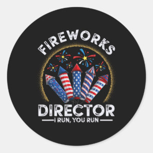 Vintager Fireworks Director I Run You Run 4th of J Runder Aufkleber