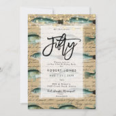 Vintager Fisch 50. Geburtstagsfeier Einladung (Vorderseite)