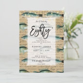 Vintager Fisch 80. Geburtstagsfeier Einladung (Stehend Vorderseite)