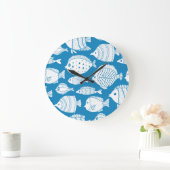 Vintager Fisch: Dekoratives Illustrations-Set. Große Wanduhr (Zuhause)