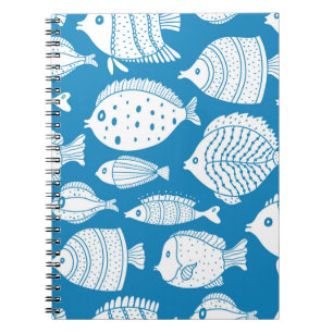Vintager Fisch: Dekoratives Illustrations-Set. Notizblock
