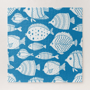 Vintager Fisch: Dekoratives Illustrations-Set. Puzzle