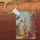 Vintager Fisch im Ozean, tropische Angelfische Schlüsselanhänger (Vorderseite)