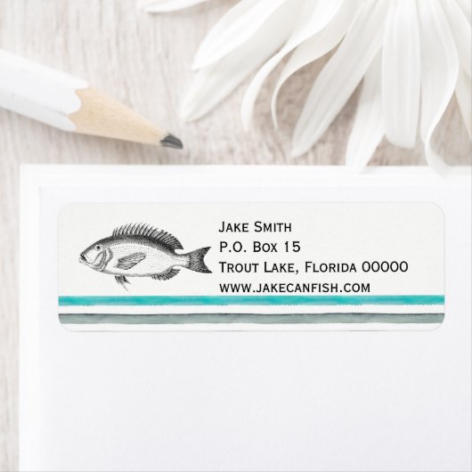 Vintager Fisch mit Aquarelllinien Fischer (Insitu)