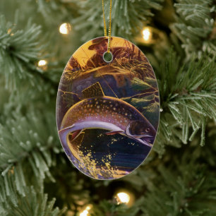 Vintager Fisch, Sportfisch für Bachforelle Keramik Ornament