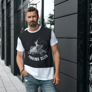 Vintager Fischerclub Schwarz/Weiß T-Shirt