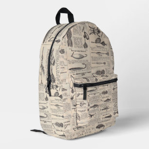Vintager Fischfang: Antiker Fischer aus den 1900er Bedruckter Rucksack