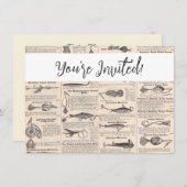 Vintager Fischfang: Antiker Fischer aus den 1900er Einladung (Vorne/Hinten)