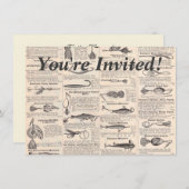 Vintager Fischfang: Antiker Fischer aus den 1900er Einladung (Vorne/Hinten)