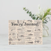 Vintager Fischfang: Antiker Fischer aus den 1900er Einladung (Stehend Vorderseite)