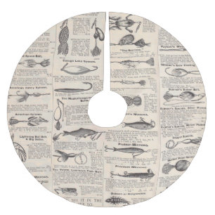 Vintager Fischfang: Antiker Fischer aus den 1900er Polyester Weihnachtsbaumdecke