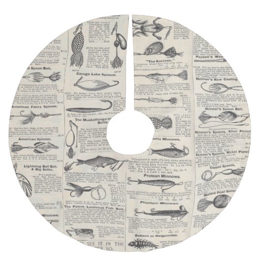 Vintager Fischfang: Antiker Fischer aus den 1900er Polyester Weihnachtsbaumdecke (Vorderseite)