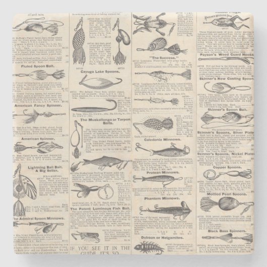 Vintager Fischfang: Antiker Fischer aus den 1900er Steinuntersetzer (Vorderseite)