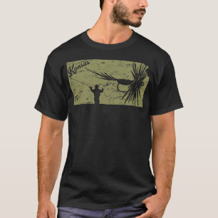 Vintager Fischfang Kansas Staat Karte KS Fischfang T-Shirt