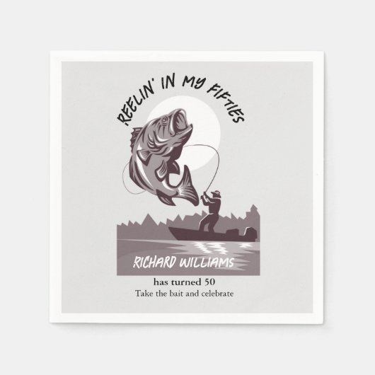 Vintager Fischsee 50. Geburtstag Serviette (Vorderseite)