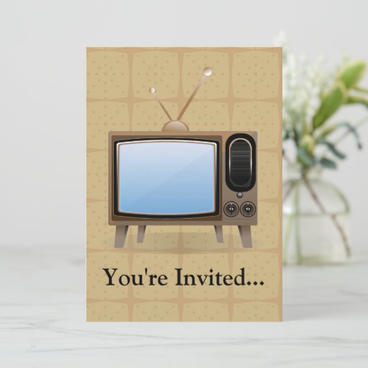 Vintager Flachbildschirm Einladung (Stehend Vorderseite)