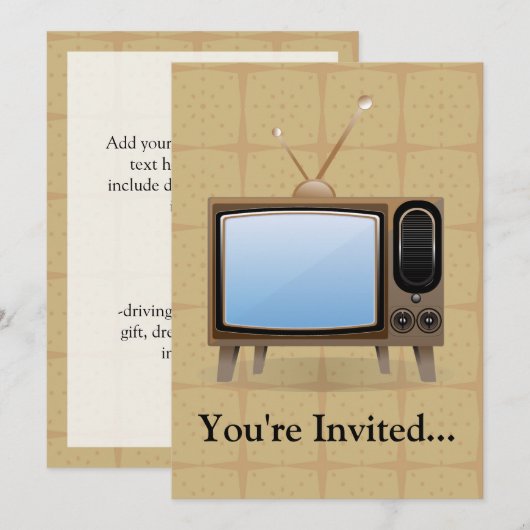 Vintager Flachbildschirm Einladung (Vorne/Hinten)