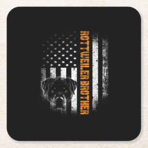 Vintager Flag lustiger Hund Rottweiler Brother Bes Rechteckiger Pappuntersetzer