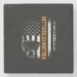 Vintager Flag lustiger Hund Rottweiler Brother Bes Steinuntersetzer