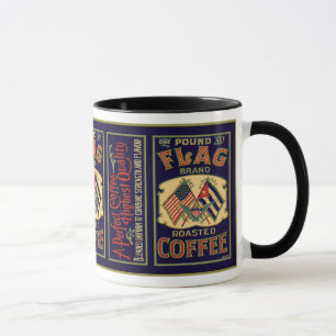Vintager Flaggen-Kaffee-Aufkleber, Flaggen-Marke 1 Tasse