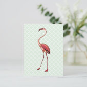 Vintager Flamingo auf Minze Quatrefolie Postkarte (Stehend Vorderseite)