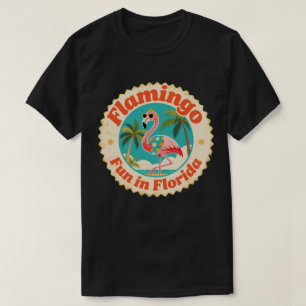 Vintager Flamingo-Spaß am Strand von Florida T-Shirt