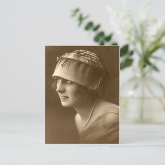 Vintager Flapper (42) Postkarte (Stehend Vorderseite)
