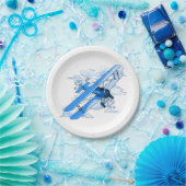Vintager Fliegen-Doppeldecker Pappteller (Party)