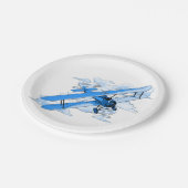 Vintager Fliegen-Doppeldecker Pappteller (Schrägansicht)